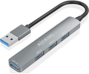 Hub Aisens Usb 3.0 Aluminio 1xusb3.0 A/h 3xusb2.0 A/h Gris 10cm