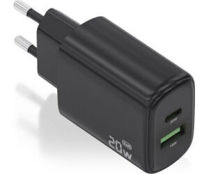 Cargador GaN de Pared Aisens A110-0910/ 1xUSB Tipo-C/ 1xUSB/ 20W/ Negro