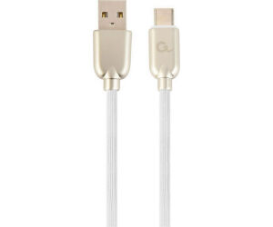 Cable De Carga Y Datos Gembird Usb Tipo C De Caucho Premium, 2m, Blanco