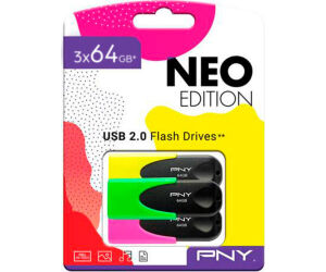 USB 2.0 PNY NEON 3x 64GB PACK