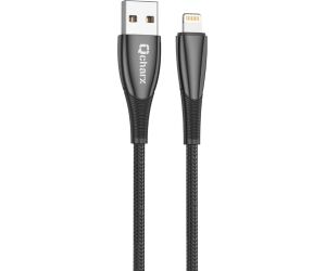 Cable qcharx berlin usb a lightning 3a - 1 m - zinc negro cordon grueso tacto suave