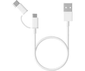 Cable Usb Xiaomi Mi 2-in-1 Cable Micro Usb Tp Tipo C 30cm Blanco