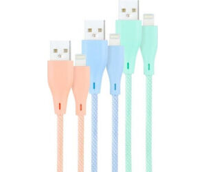 Cables USB 2.0 Lightning Nanocable 10.10.0401-CO1/ USB Macho - Lightning Macho/ 1m/ 3 Unidades/ Rosa, Azul y Verde