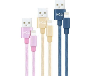 Cables USB 2.0 Lightning Nanocable 10.10.0401-CO2/ USB Macho - Lightning Macho/ 1m/ 3 Unidades/ Rosa, Dorado, Azul Pacfico