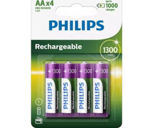 Pack de 4 Pilas AA Philips R6B4A130/10/ 1.2V/ Recargables