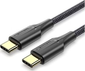 Cable USB 2.0 Tipo-C 3A Vention TAUBI/ USB Tipo-C Macho - USB Tipo-C Macho/ Hasta 60W/ 480Mbps/ 3m/ Negro