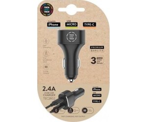 Cargador de Coche Tech One Tech TEC2802/ 2xUSB/ 2.4A