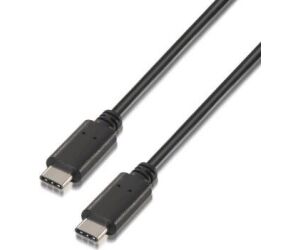 Cable USB 2.0 Tipo-C Aisens A107-0058/ USB Tipo-C Macho - USB Tipo-C Macho/ Hasta 9W/ 625Mbps/ 3m/ Negro