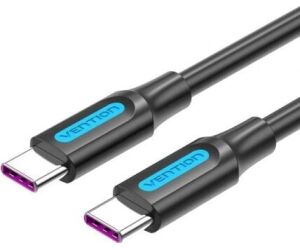 Cable USB 2.0 Tipo-C Vention COTBG/ USB Tipo-C Macho - USB Tipo-C Macho/ Hasta 100W/ 480Mbps/ 1.5m/ Negro