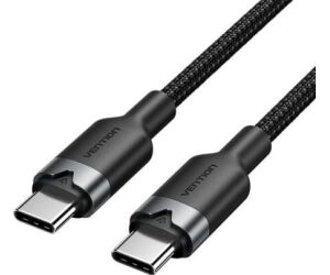 Cable USB 2.0 Tipo-C 3A Vention TRDBH/ USB Tipo-C Macho - USB Tipo-C Macho/ Hasta 60W/ 480Mbps/ 2m/ Negro