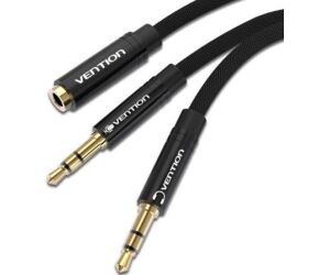 CABLE AUDIO ESTEREO 2xJACK 3.5/M JACK 3.5/H 1 M NEGRO VENTION