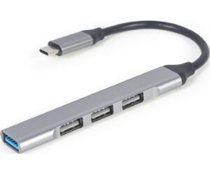 Concentrador Gembird Usb Tipo C - 4p (usb3 X 1 Puerto, Usb2 X 3 Puertos) Silver