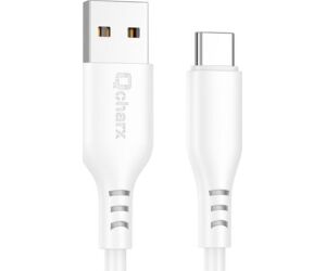 Cable qcharx tokyo usb a tipo c 3a - 1 m - silicona blanco tacto suave