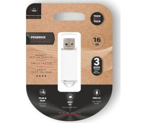 Pendrive 16GB Tech One Tech Basic USB 2.0/ Blanco