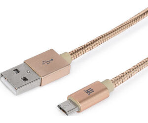 Cable Maillon Premium Micro Usb 2.4 Metal Dorado 1m