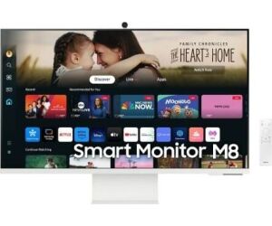 Smart Monitor Samsung M8 S32DM801UU 32"/ 4K/ Smart TV/ Webcam/ Multimedia/ Regulable en altura/ Blanco