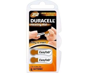 Pack 6 Pilas para Audfono Duracell DA312/ 1.6V