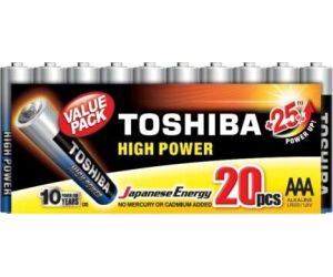 Pack de 20 Pilas AAA Toshiba High Power LR03/ 1.5V/ Alcalinas