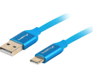 Cable usb lanberg 2.0 macho -  usb tipo c macho quick charge 3.0 1m azul