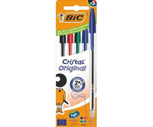 Bolgrafos de Tinta de Aceite Bic Cristal Original 516346/ 5 unidades/ Colores Surtidos