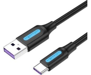 Cable USB 2.0 Tipo-C Vention CORBH/ USB Macho - USB Tipo-C Macho/ Hasta 100W/ 480Mbps/ 2m/ Negro