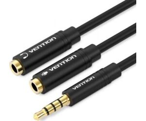 CABLE AUDIO ESTEREO JACK 3.5/M 2xJACK 3.5/H 0.3 M NEGRO VENTION