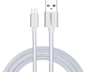 Cable Eightt Usb A Microusb 1mts Trenzado De Nylon Plata. Carcasa De Aluminio