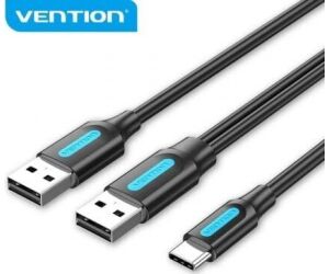 CABLE 2xUSB 2.0/M USB-C/M 1 M NEGRO VENTION