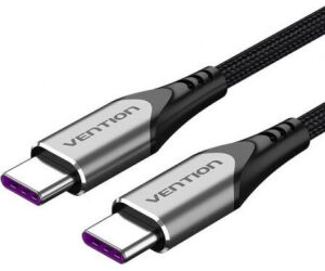 Cable USB 2.0 Tipo-C 5A 100W Vention TAEHH/ USB Tipo-C Macho - USB Tipo-C Macho/ Hasta 100W/ 480Mbps/ 2m/ Gris