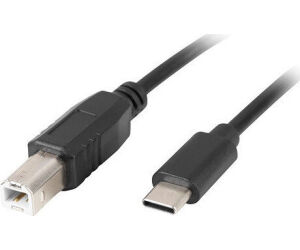 Cable usb lanberg usb tipo c m a usb tipo b m 2.0 ferrita 3m negro