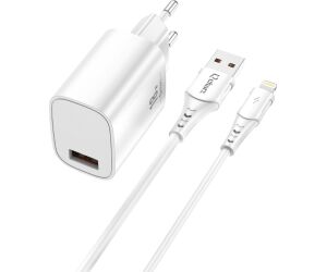 Kit cargador qcharx artemisia 3a 18w + cable usb lightning  blanco