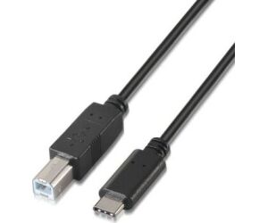 Cable USB 2.0  Impresora Aisens A107-0054/ USB Tipo-C Macho - USB Tipo-B Macho/ Hasta 9W/ 625Mbps/ 2m/ Negro