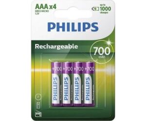 Pack de 4 Pilas AAA Philips R03B4A70/10/ 1.2V/ Recargables