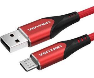 Cable USB 2.0 Vention COARF/ USB Macho - MicroUSB Macho/ Hasta 60W/ 480Mbps/ 1m/ Rojo