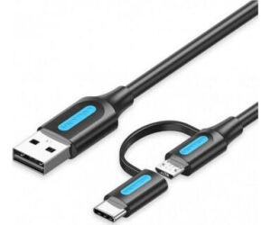 Cable Usb 2.0/m Micro Usb/m-usb-c/m 0.5 M Negro Vention