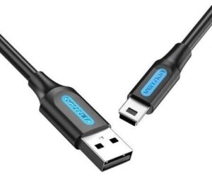 Cable USB 2.0 Vention COMBI/ USB Macho - MiniUSB Macho/ Hasta 10W/ 480Mbps/ 3m/ Negro