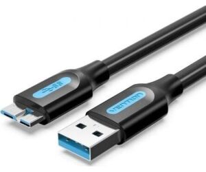 Cable USB 3.0 Vention COPBF/ USB Macho - MicroUSB Macho/ Hasta 10W/ 5Gbps/ 1m/ Negro