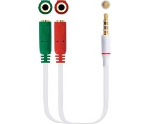 Cable de audio miniJack-2xminiJack M/H 0.2m. Blanco