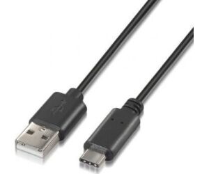 Cable USB 2.0 Tipo-C Aisens A107-0051/ USB Tipo-C Macho - USB Macho/ Hasta 9W/ 625Mbps/ 1m/ Negro