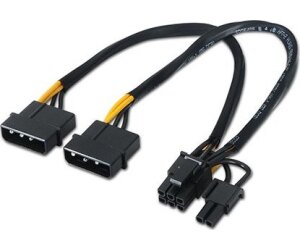 Cable Alimentacin Tarjeta Grfica Aisens A131-0165/ 2x Molex Macho - Molex 6+2 PIN Macho/ Hasta 54W/ 20cm