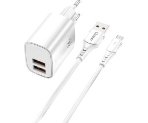 Kit cargador qcharx apolo 24a  + cable usb a  micro usb  blanco