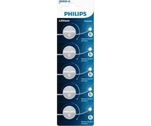 Pack de 5 Pilas de Botn Philips CR2025P5/01B Lithium/ 3V