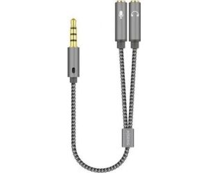 Cable Estreo Aisens A128-0415/ Jack 3.5 Macho - 2x Jack 3.5 Hembra/ 25cm/ Gris