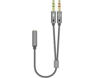 Cable Estreo Aisens A128-0417/ Jack 3.5 Hembra - 2x Jack 3.5 Macho/ 25cm/ Gris