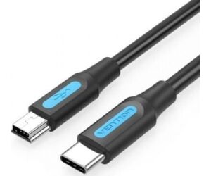 Cable USB 2.0 Tipo-C Vention COWBF/ USB Tipo-C Macho - MiniUSB Macho/ Hasta 10W/ 480Mbps/ 1m/ Negro