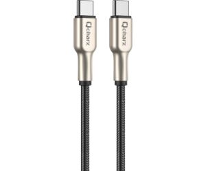 Cable qcharx new york tipo c a tipo c 3a 20w - 1 m - zinc metlico cordn plateado blindado