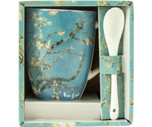 Taza de cermica con cuchara enesco los almendros vincent van gogh