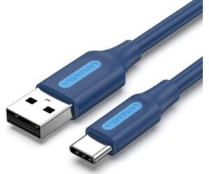 Cable USB 2.0 Tipo-C Vention COKLF/ USB Tipo-C Macho - USB Macho/ Hasta 60W/ 480Mbps/ 1m/ Azul