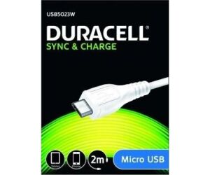 Cable USB 2.0 Duracell USB5023W/ USB Macho - MicroUSB Macho/ 2m/ Blanco