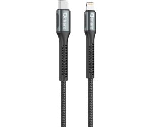 Cable qcharx prague tipo c a lightning 3a 20w - 1 m - aleacin de aluminio negro cable trenzado suave